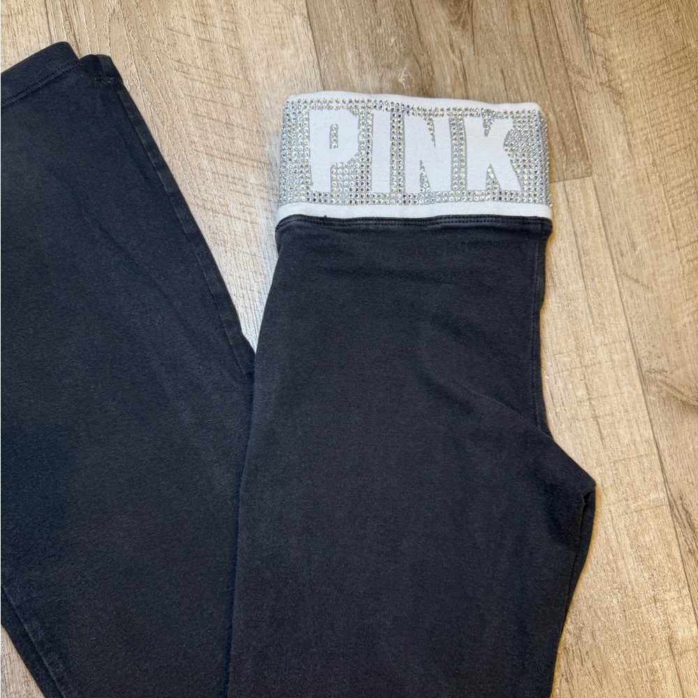 PINK Victoria's Secret Black Leggings with Silver Detail